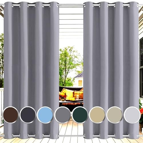 Outdoor Vorhang ösen wasserdicht wetterfest mit ösen Oben und unten Blickdicht Vorhang ösen Oben und unten für terrasse Balkon außen pavillon Cabana 160x200cm (BxH 1 Stück) Grau
