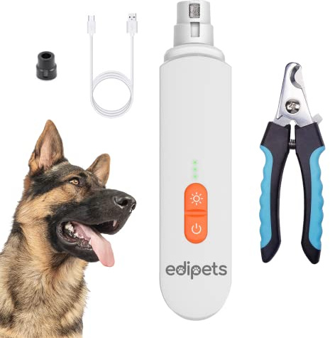 Edipets, Krallenschleifer für Hunde, Professionelle Elektrische Krallenschleifer für Hunde, Krallenschneider für Hunde, Kleine, Mittlere und Große Haustiere (Weiβ)