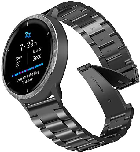 Armband für Garmin Venu 2S, 18mm Armbänder Edelstahl Uhrenarmband Armband für Vivoactive 4S 40mm/Vivomove 3S/Fossil Damen Q Venture HR Gen 4/Gen 3/Withings Steel HR 36mm/Huawei Watch 1/Fit