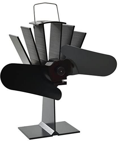 Holzofenventilatoren und Gebläse, Kamin- und Holzofen-Zubehör, wärmebetriebener Ofenventilator, 2 Flügel, Schwarz