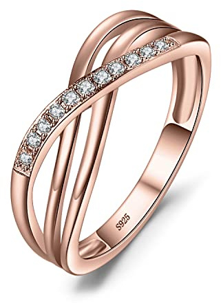 JewelryPalace Infinity Wrap Ring Förlovningsring Infinity Promise Vigselringar Ring Silver 925 Damer, Zirkonia Silverringar Vigselringar Förslagsringar, Damsmycken Rosegold 55