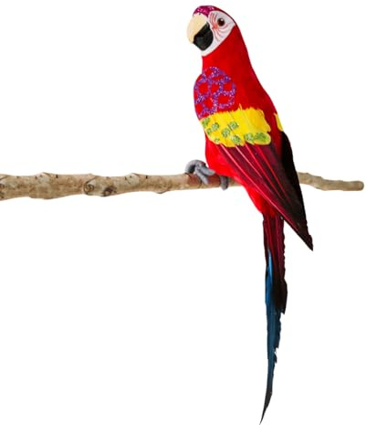 Deko Papagei 66 cm rotgelb mit echtem Federkleid Deko-Papagei Vogeldekoration Tropical-Party Dekoration