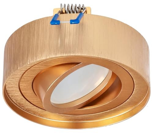 EDO Adjustable Round Recessed Ceiling Spotlight Gold SKAND MINI - Modern Aluminium Compatible GU10 Downlight ø95x30mm- Flush Mount Ceiling Light for Living Room, Kitchen, Hallway, Bedroom, Office