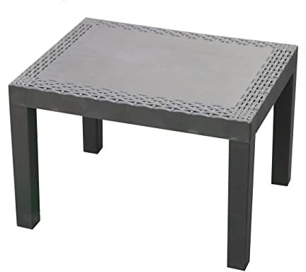 Spetebo Gartentisch Jack anthrazit mit Rattan Optik - 59 x 46 cm - Kunststoff Garten Beistelltisch - Balkontisch Terrassentisch Esstisch klein wetterfest für Außen