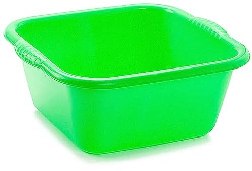 ACAN Tradineur - Cubo, Barreño, Tina Multiusos - Fabricado en plástico - Producto y Utensilio de Limpieza - Forma Cuadrado - Capacidad de 10 litros - 36,5 x 33,5 cm - Color Verde
