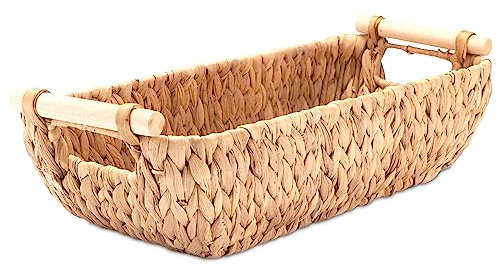 Decorasian Badkorb Aufbewahrung geflochten aus Wasserhyazinthe – Aufbewahrungskorb für Toilettenpapier oder auch Handtücher – lang und schmal für die Ablage im Bad