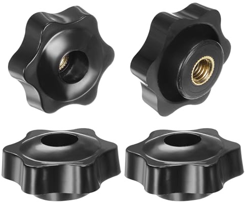 QUARKZMAN 4 Stück Sterngriffmutter M8 Flügelmuttern mit Gewinde, Rändelmutter Handgriff Durchgangsloch Klemmmutter 38mm Spannknopf für Maschinen Anlagen Fitnessgeräte, Schwarz