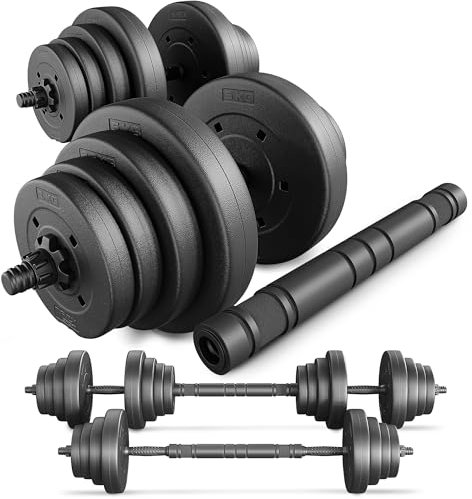 TREX SPORT Hanteln Set | 2er Set Kurzhanteln & Langhantel | 20kg 40kg Hantelset Dumbbell Set mit Verbindungsrohr - 40kg (2x20kg)