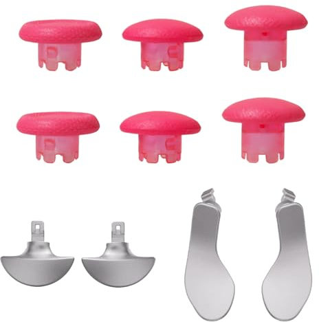 Swap Thumbsticks Paddles and Trigger Buttons Replacement Set for PS5 Edge Controller - Thumb Sticks Back Paddles Accesories for PS5 Edge Controller (10Kits-Pink+Silver)