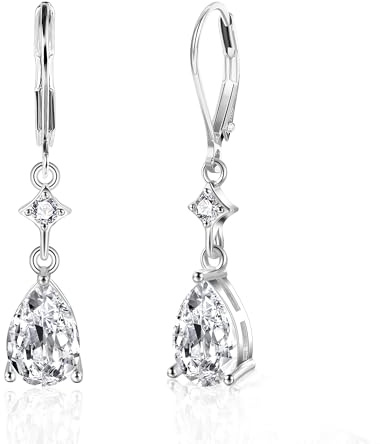 ALEXCRAFT Pendientes Colgantes de Plata 925 Con Strass Para Mujer - Brillantes
