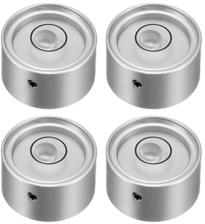 QUARKZMAN 4pcs Nivel de Burbuja Redondo 20x10mm Mini Niveles de Burbuja Circular para Nivelar Trípode de Cámara Telescopio Taller Plato Giratorio Marco de Fotos, Blanco Plateado