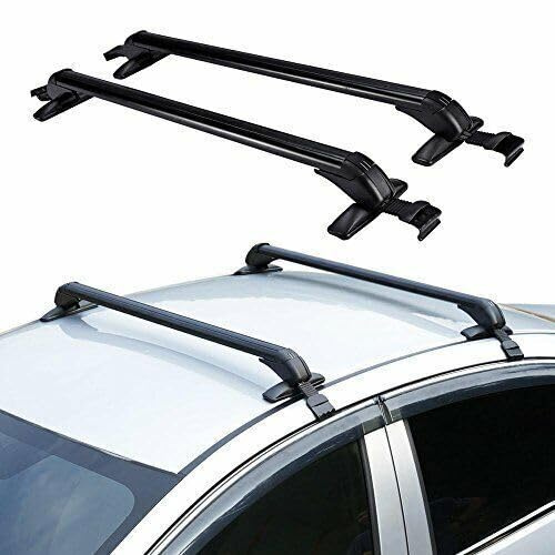 Dachträger Universal, Alu Autodachträger mit Abschließbar für Fahrradträger, Dachboxen oder als Skihalter, Tragkraft 75kg, Stangenlänge 1 m, Dachgepäckträger