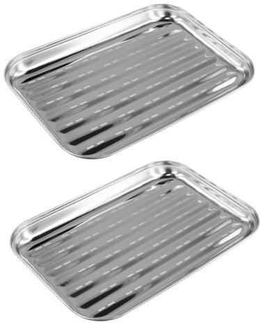Gudalea Set di 2 Vaschetta Barbecue Acciaio Inox, Riutilizzabile Vassoio per Griglia, Ciotole per Barbecue in Acciaio Inox, per Barbecue a Gas