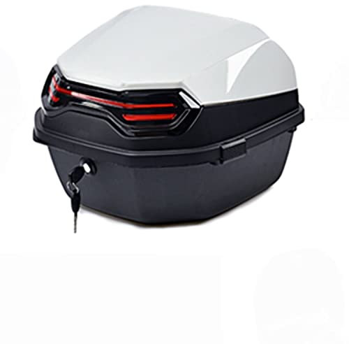 DONGGANSHI Universal-Motorrad-Touren-Heckbox, Gepäckraum mit Rückenlehne, universelle Befestigung für Helm-Topbox, 45 l Fassungsvermögen (Farbe: Weiß)