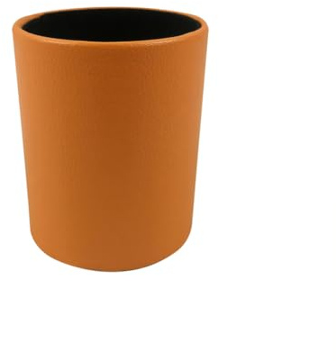 FSSTUD Pot à crayons rond en cuir synthétique pour bureau, ciseaux de bureau, pinceaux de maquillage, organiseur de papeterie pour la maison, l'école, orange