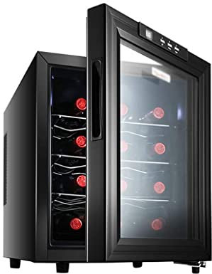IUBGFTO Refrigerador para Vino - Refrigerador para Vino con encimera para Vino Tinto Blanco - Independiente - Botón táctil - Pantalla LED Enfriador de Vino para 12 Botellas