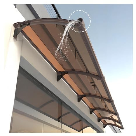 ZHENGQIAN Auvent de terrasse,Auvent Marquise d'Entrée de Bloc UV de 99,99%,Polycarbonate,2.5mm,auvent Marquise de Porte d entrée,extrêmement résistant aux intempéries(150x400cm/59x158in)