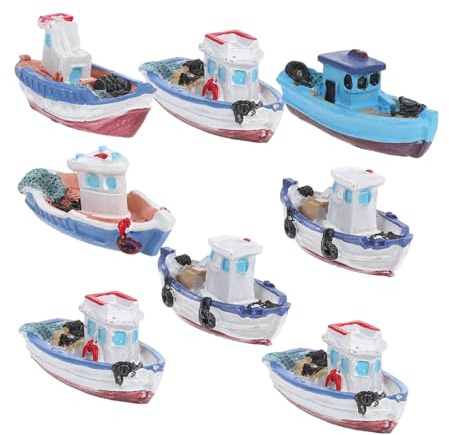 CLISPEED 8pcs Miniature Beach Boat Ornaments Set Mediterranean Yacht Decoration for Home and Desktop Ocean Diy Mini Beach Accessories Random Style