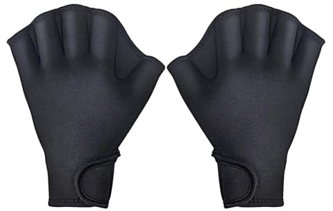 Aqua - Guantes de neopreno para natación (neopreno, entrenamiento de resistencia, equipo aeróbico flexible con mango antideslizante, fuerza de brazo, accesorio de ejercicio para hombres, niños y niños