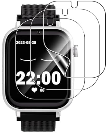 NUCNOK 3 Pack Protector Pantalla para SaveFamily SaveWatch Plus 4G,Hidrogel Film HD Transparente Flexible Película,Cobertura Completa,Sin Burbujas,Antiarañazos