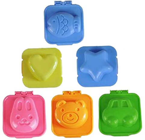 Lawnrden Kids Lunch Accessories, Boiled Egg Mould 3D Cartoon Sushi Rice Moulds 6Pcs Plastic Egg Shaper DIY Tools Bento Accessories, Random Color
