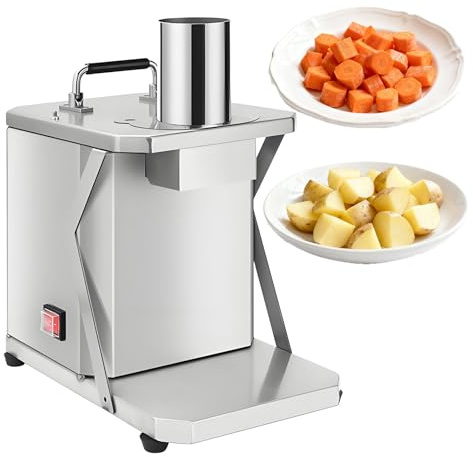 QianCruxtacy Tagliaverdure Commerciale Automatico,Tritatutto Elettrico in Acciaio Inox 304,Macchina per Tagliare a Cubetti Patate e Carote,5 Lame Intercambiabili in Acciaio Inox,per Verdure Intere