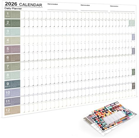 SURALIN Calendrier mural 2026 XXL (74,2 x 52,5 cm) – pliable au format poster, agenda mural, calendrier annuel, calendrier poster