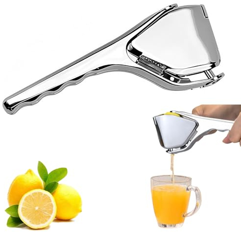 DSXVJHD Lemon Squeezer, Stainless Steel Max Extraction Hand Press Lime Squeezer, Heavy Duty Manual Orange Juicer, Non-Slip Sturdy Flat Citrus Fruits Juicer Squeezer