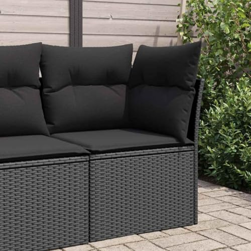 Runheo Gartensofa-Ecke Schwarz aus robustem Poly Rattan, UV-beständig, mit bequemen Kissen, 62x62x69cm, für Terrasse und Garten, pflegeleicht