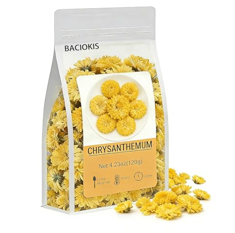 120g (4.23oz) Premium Chrysanthemum Tea Loose Leaf Natural Dried Chrysanthemum Flowers Pure - Sugar/Caffeine/Gluten Free For Making Tea ﻿(Chrysanthemum)