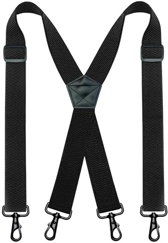 RBOCOTT Mens Braces 1.5 Wide Heavy Duty Suspender with 4 Swivel Hooks for Jean Pants