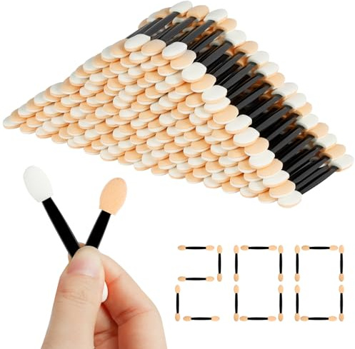 BUTBU 200 st ögonskuggsapplikatorer, engångssvampögonskugga, ögonskuggsapplikatorer dubbelsidiga, ovala svampögonskuggsborstar för eyeliner, ögonsmink, konsthantverk