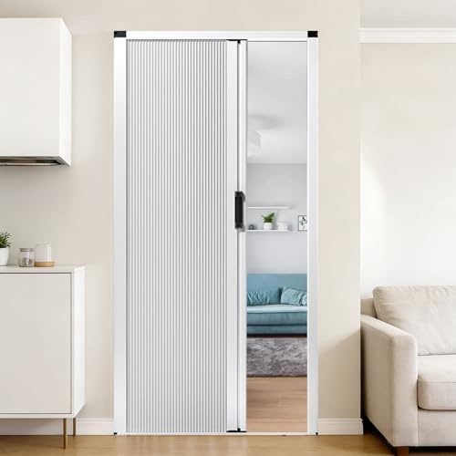 yurstcggh Falttür 180 190 200 203Cm Hoch Wasserdichte Falttüren Für Wohnzimmer/Wohnwagen,Leicht Zu Reinigende Raumteiler,Verdunkelung,Unsichtbare Innenfalttür für Küche und Badezimmer,Wabendesign