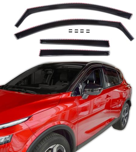 J&J AUTOMOTIVE GD Déflecteurs d'air et de Vent pour Nissan Qashqai 3 J12 Depuis 2021 4pcs, Teintés, Avant et Arrière, Aérodynamique