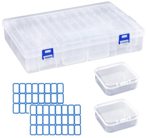 Foonary 45 scatole portaoggetti piccole, 5,5 x 5,5 x 2 cm, in plastica trasparente, per piccoli oggetti, con coperchio, per gioielli, perline, viti, graffette e piccoli oggetti per il fai da te