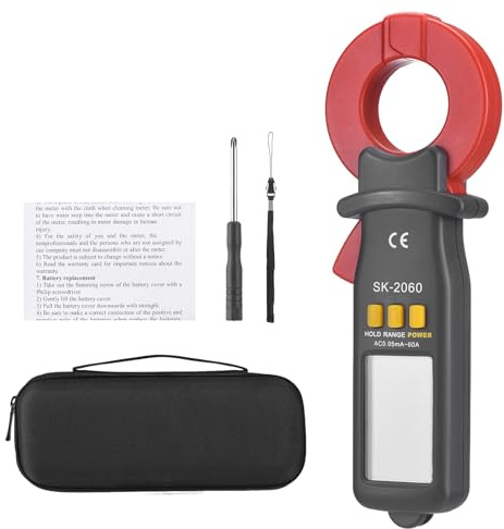 Sunydog Pinza Amperometrica Digitale Gamma 60A Tester di Dispersione di Corrente CA CC Memorizzazione dei Dati per Test Elettrici (SK-2060 CA 0,05 mA-60 A)