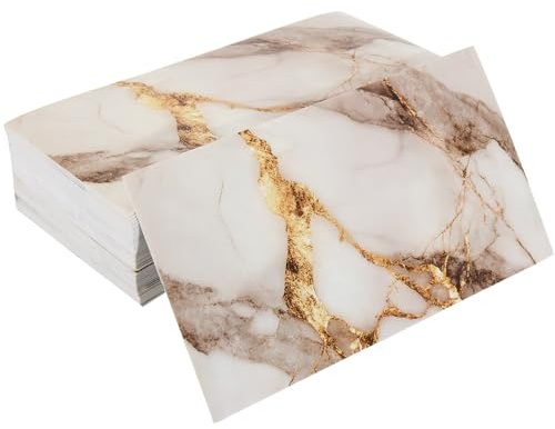 ARATERVIO 50 Stück Selbstklebende Marmor Fliesenaufkleber, PVC Wandfliesen Küche & Badezimmer, Hochglanz Wanddekoration Wasserfest & Ölabweisend, Vinyl Fliesenfolie für Wand Möbel Kamin (Gray Gold)
