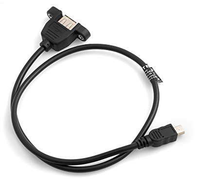 System-S – Cable USB 2.0 tipo A Panel Mount Cable Adaptador Mini USB macho a USB tipo A hembra con Screw Nuts 50 cm