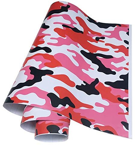 LKXHarleya Black Camo Vinyl Wrap Camouflage Auto Vinyl Aufkleber FüR Auto Styling Fahrrad Computer Laptop Roller Motorrad, Rosa, 10x100 cm