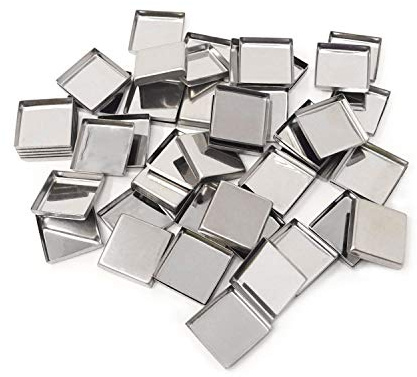 Honbay 56PCS Metal Empty Square Metal Pans Make Up Tins Eyeshadow Blush Lipstick Organizer for Cosmetic Palettes (26mm, Height: 5mm)