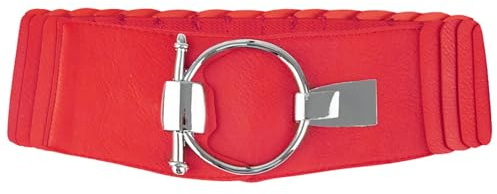 Glamexx24 dam midjerörda elastiskt bälte 8 cm brett höftbälte silverring