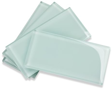 Soulscrafts Glasfliesen, U-Bahn-Fliesen, 7,6 x 15,2 cm, für Küche, Backsplash, Badezimmer, Dusche, Wand, Eiszeit (32 Stück, 4 m²)