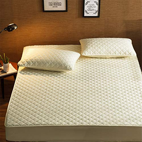 YCDZ Funda Protectora De Colchón, Antialérgica, Transpirable, Antiinsectos Y ácaros, Sin Olor, Apta para Todo Tipo De Camas (De Color Crema,200x220cm)