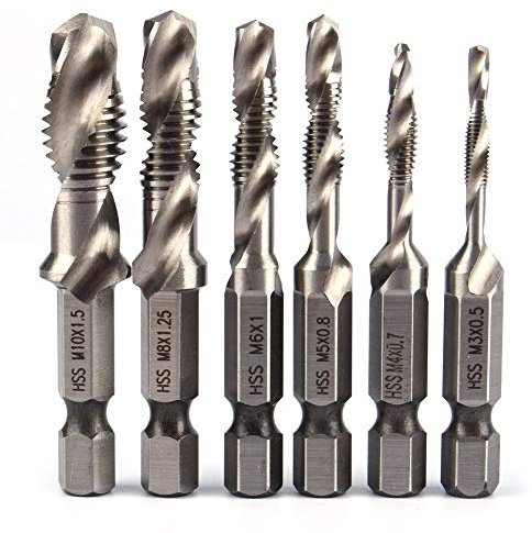 Combination Drill and Tap Bit, 1/4 Hex Shank M10 x 1.5 Metric Hex Shank Screw Tapping Threading Tool, HSS Tap Drill Bit,Hexagonal Handle Compound Taper Drill Bit for Soft Metal, Aluminum, Iron
