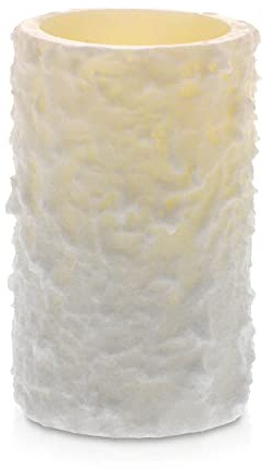 LED Universum - LED Kerze Elara 12,5cm, Echtwachskerze in Schneeoptik weiß, Flackereffekt, warmweißes Licht, 5h Timer, Batteriebetrieben 3x AAA (nicht inklusive) (Elara 12,5 cm)