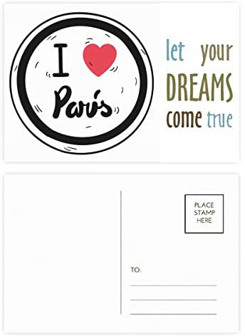 Postkarten-Set mit Aufschrift I Love Paris, 20 Stück