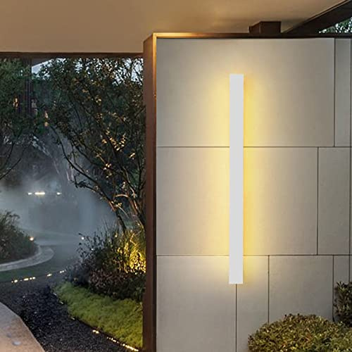 VOMI Wandlicht Außen Wandleuchte Weiß Innen LED Langlich Edelstahl Warmweiß Wasserdicht IP65 Treppe Wandlampe Lang Schmal Modern Up Down Indirekt Lampen Flur Schlafzimmer Wohnzimmer Bad Korridor,80cm