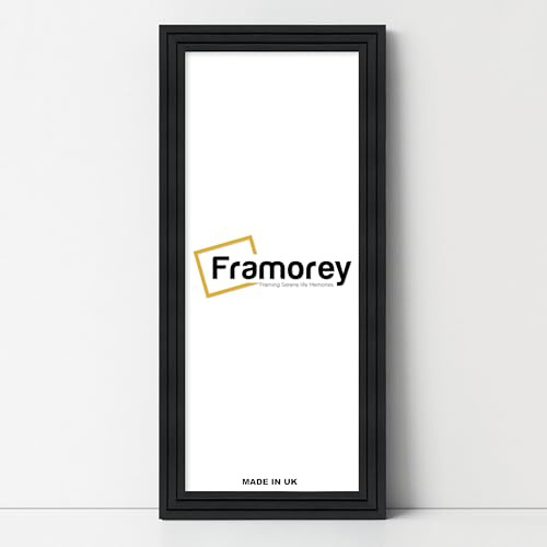 FRAMOREY Oxford Step Style Wooden Effect Picture Frame, 22x11 Inch Size Black Panorama Style Photo Frames, Wall Hanging Frames, Best Photo Frames For Home Decoration,