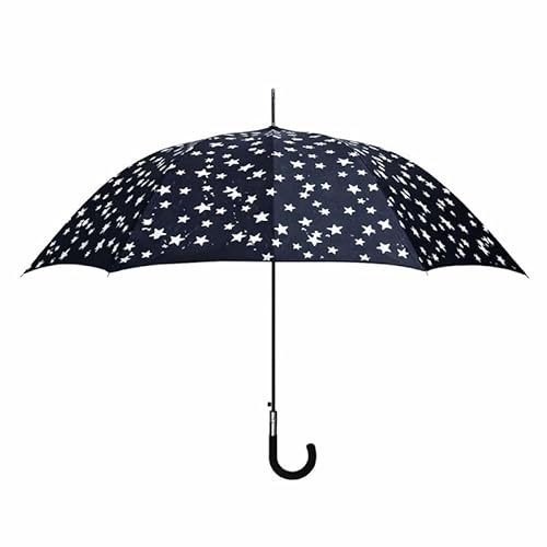 Genérico Regenschirm mit Farbwechsel, mit Sternen, Schmetterlingen, lang, automatisch, 116 cm Durchmesser, Schwarz , Grande