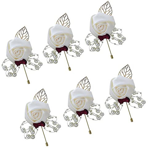 6 Stück Bräutigam Boutonniere, Ansteckblume Hochzeit Boutonniere, Boutonniere Braut, Hochzeit Boutonniere, für Die Braut, Der Bräutigam, Die Anwesenden Gäste und Das Blumenmädchen